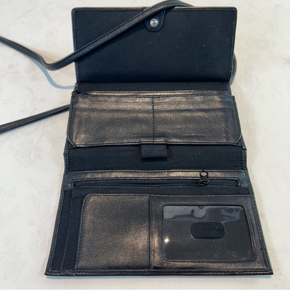 Fossil 1954 Emory Vintage Black Leather Crossbody Bag Organizer Clutch Wallet